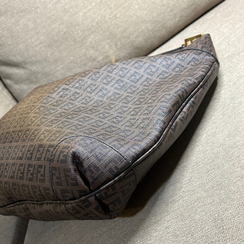 Authentic Fendi Dark Brown Zucchino FF Logo Hobo Bag with Gold-Tone Accents - Picture 9 of 15